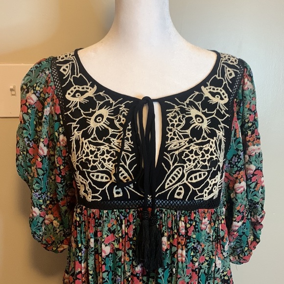 Anthropologie Floreat Ottava Floral Embroidered Peasant Dress Size Small - Picture 4 of 10
